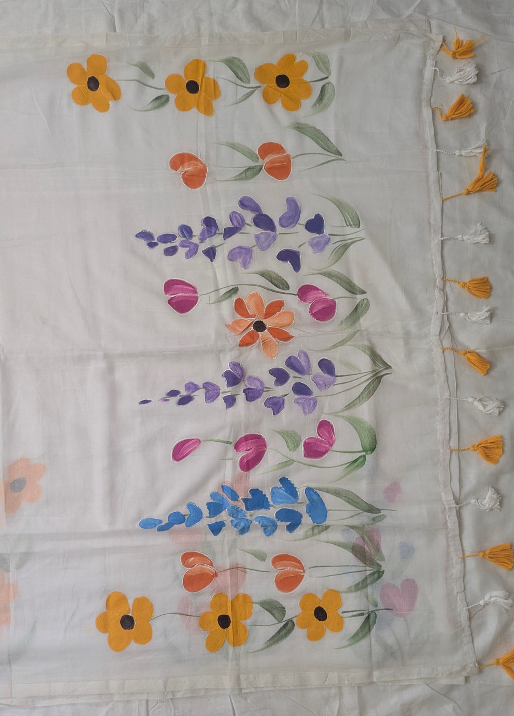 Onam Special Mul Cotton Hand Painted Saree
