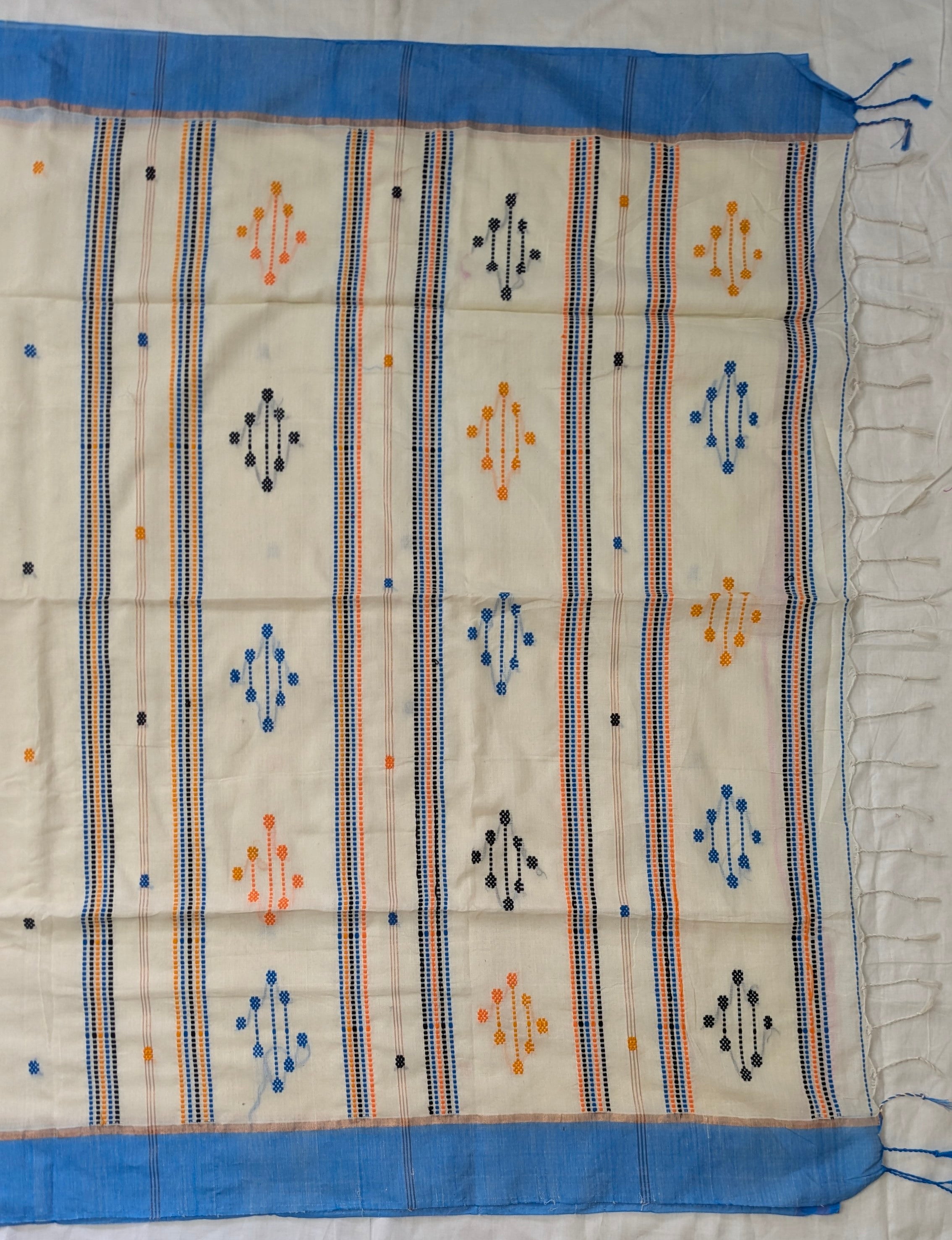Cotton Jamdani  Blue Saree