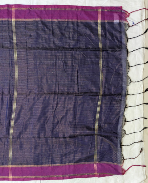 Khadi Striped Blue Saree