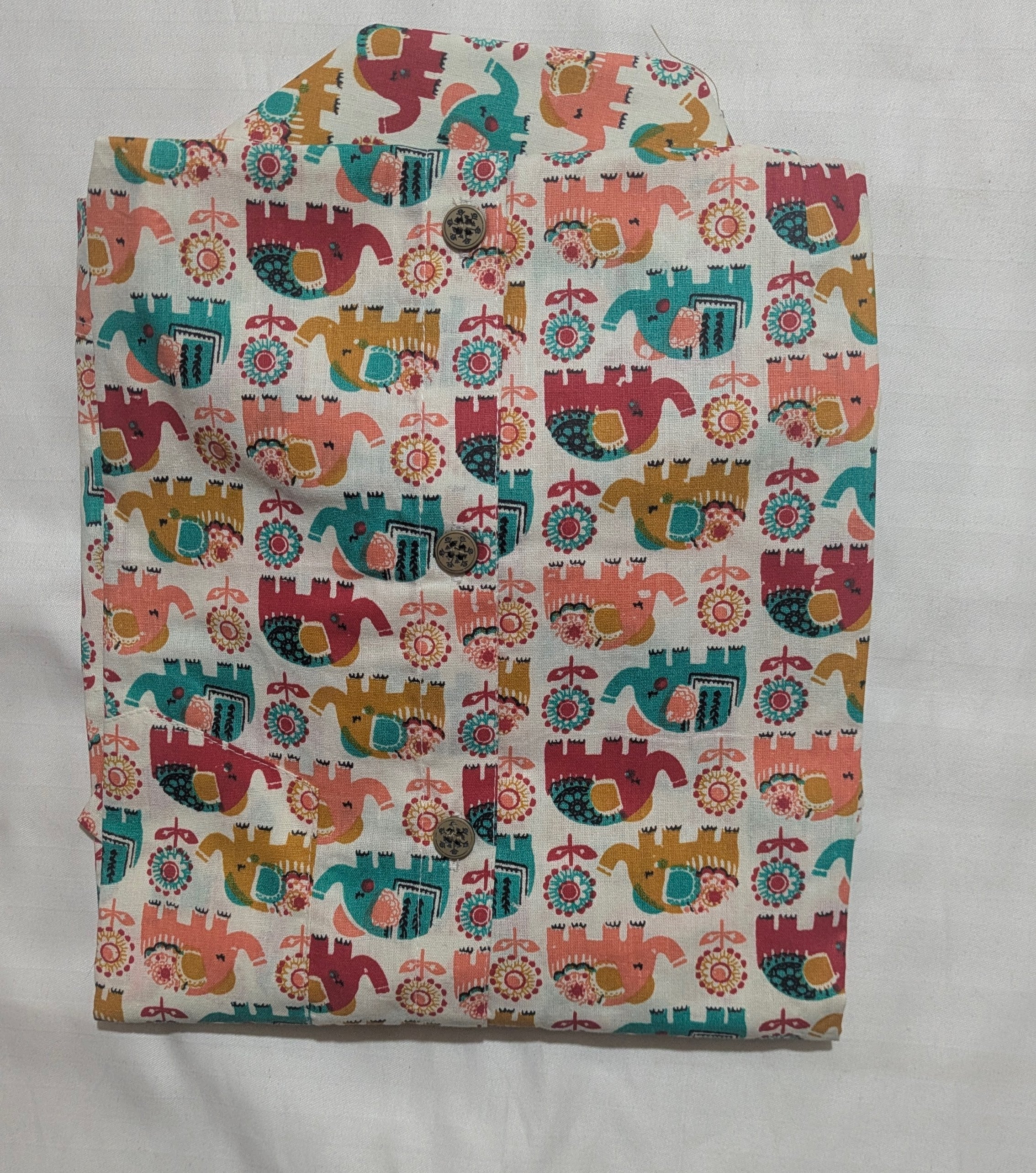 Folk Elephant Print Shirt