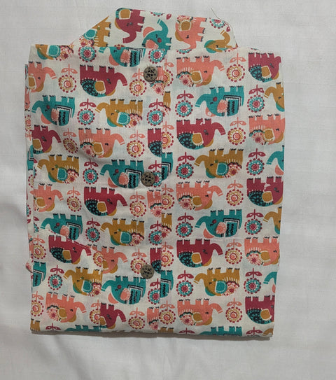 Folk Elephant Print Shirt