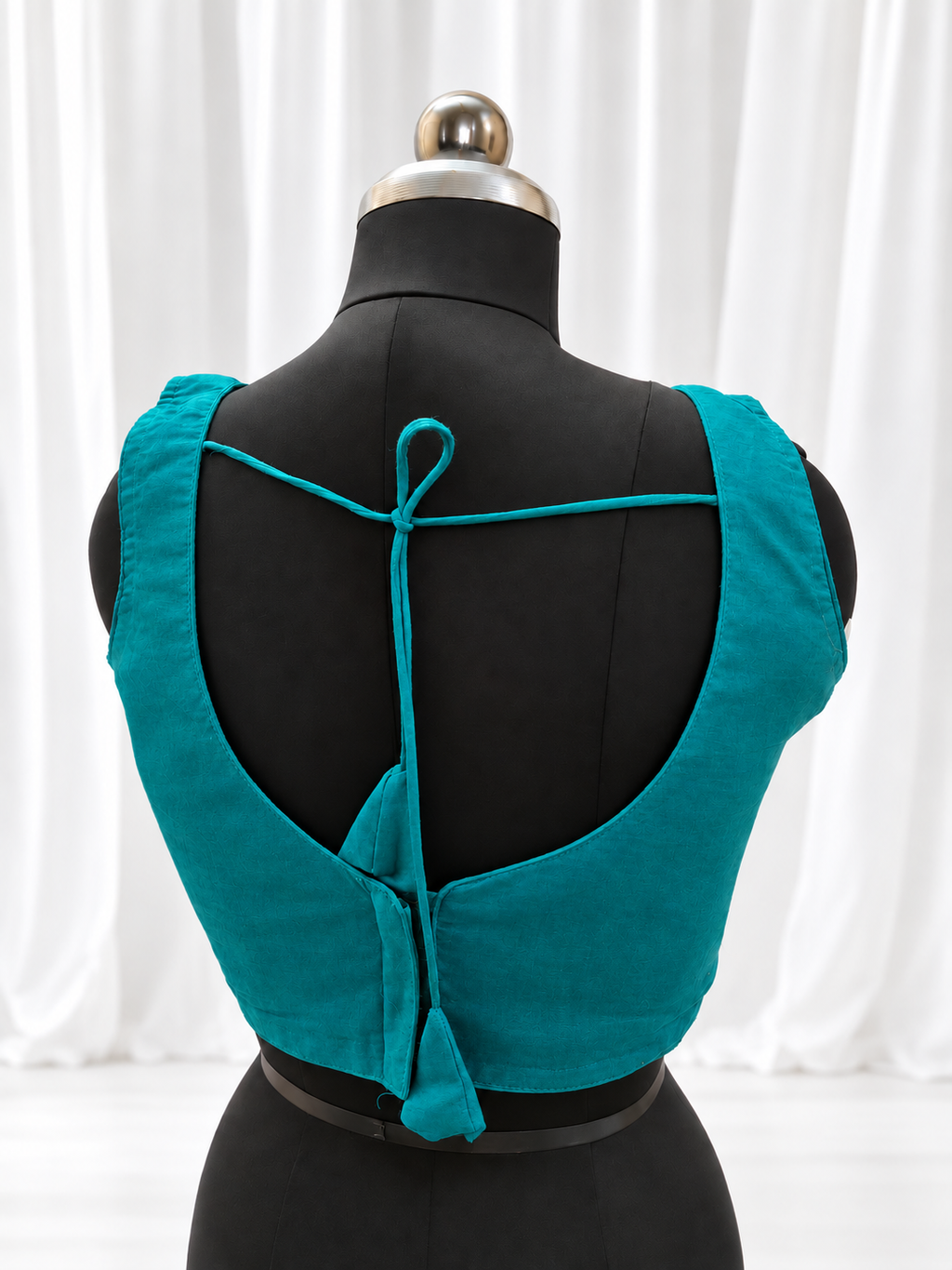 Teal khadi blouse open back
