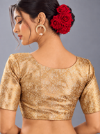 Golden Brocade V-Neck Designer Blouse