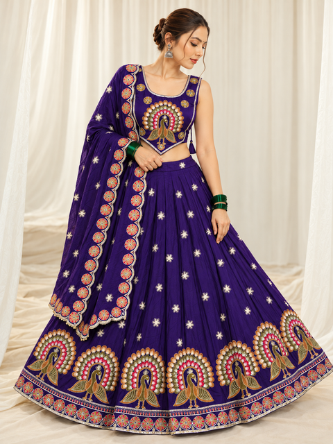 Morni Banke – Royal Blue Peacock Work Wedding Lehenga Choli with Dupatta