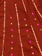 Rust Orange Multicolour Mirror Work Chaniya Choli Set with Geometric Embroidery