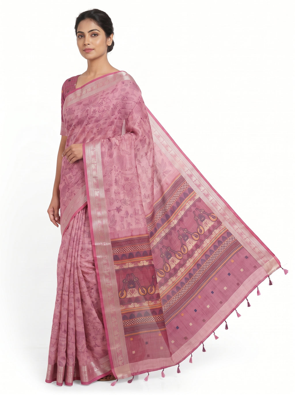 Muga Cotton Printed Body Saree