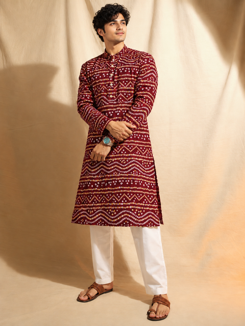 Desi Boyz – Bandhani Print Kurta for Men