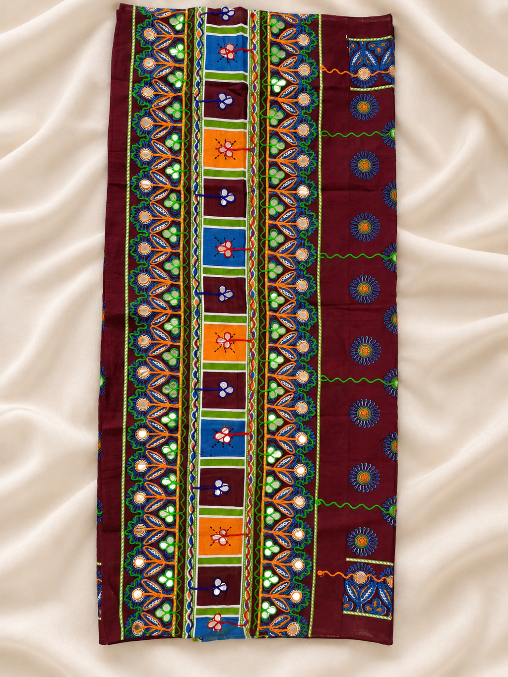 Traditional Gamthi Mirror Work Chaniya Choli with Dupatta – Multicolour Navratri Lehenga Set
