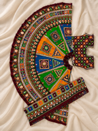 Traditional Gamthi Mirror Work Chaniya Choli with Dupatta – Multicolour Navratri Lehenga Set