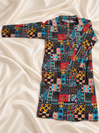 Rang De Basanti – Multicolour Patchwork Print Men's Kurta