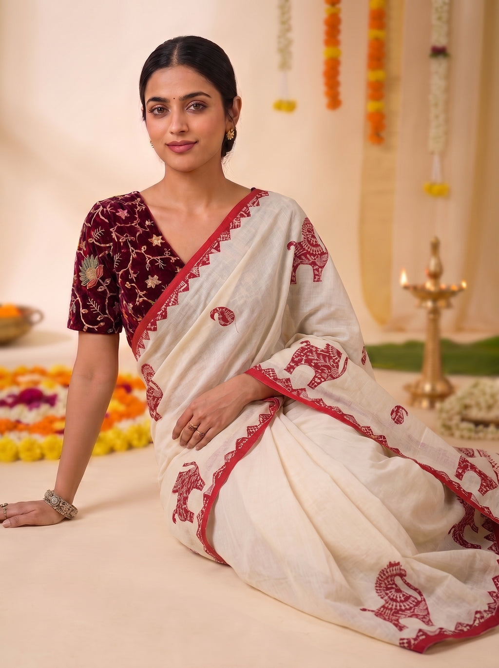 Onam Horse Applique Saree