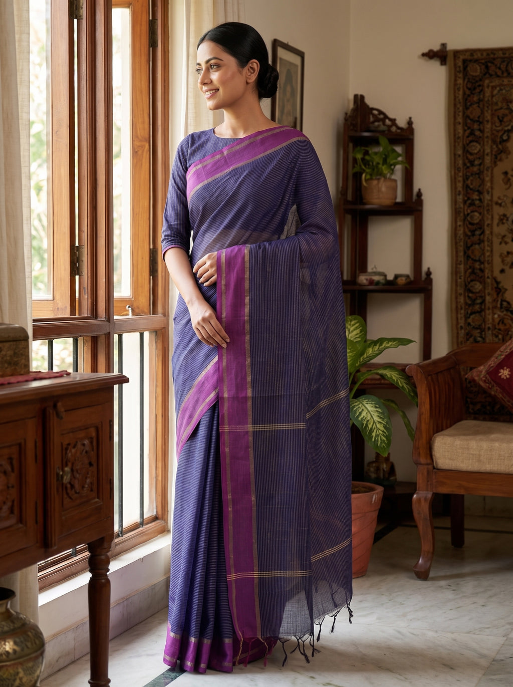 Khadi Strip Blue