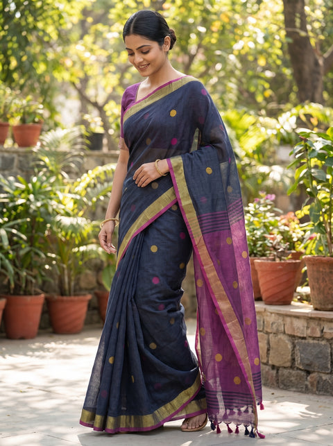 Mere Dholna Khadi Linen Saree