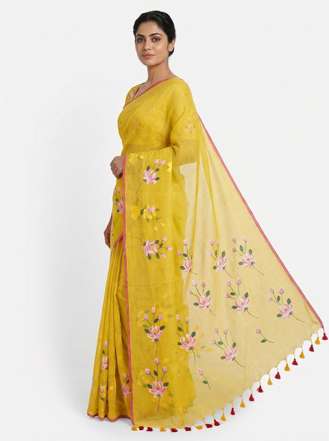Sonali Floral Hand Painted Saree