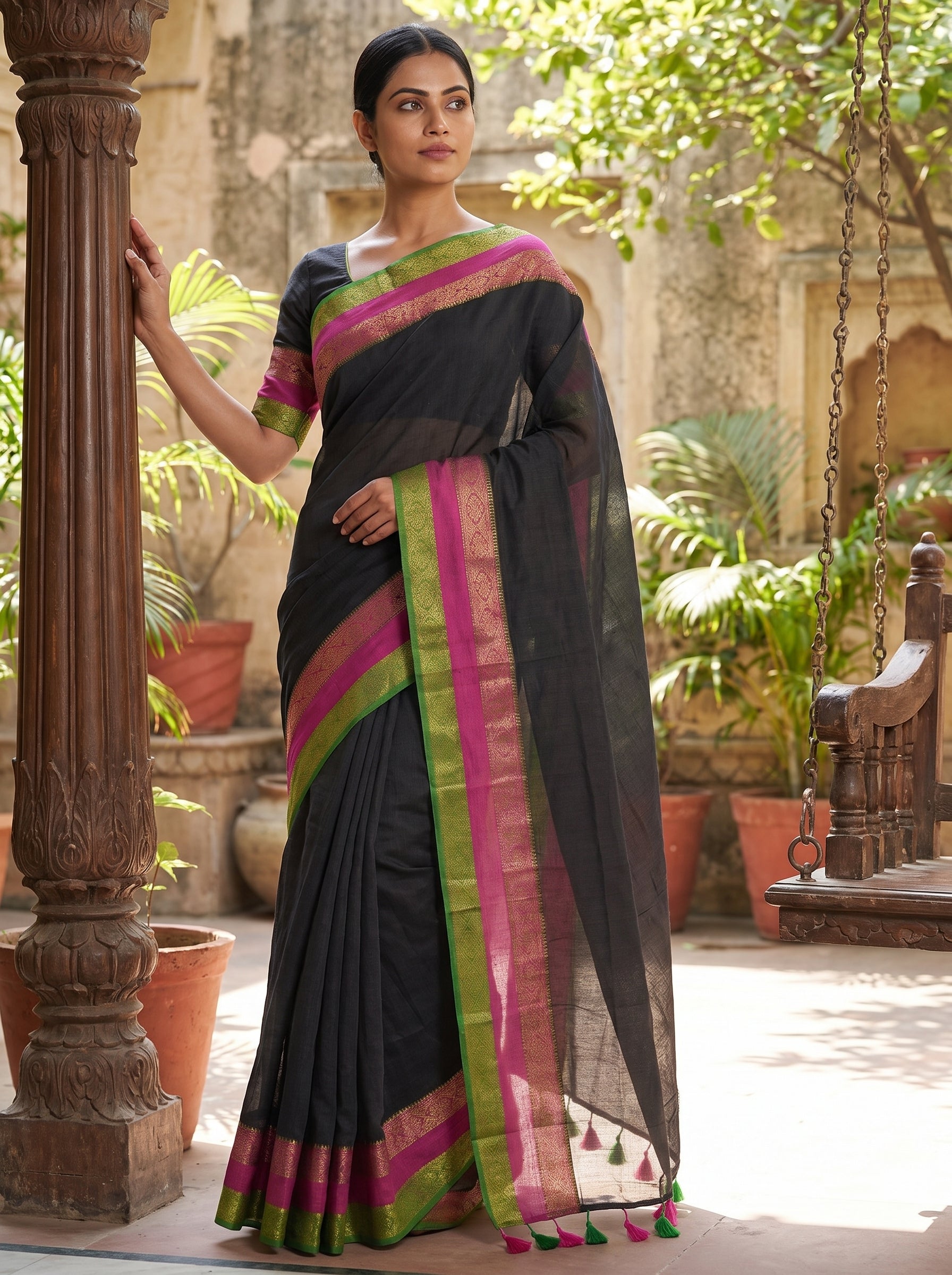 Mul Cotton Kanji Nakshai Saree