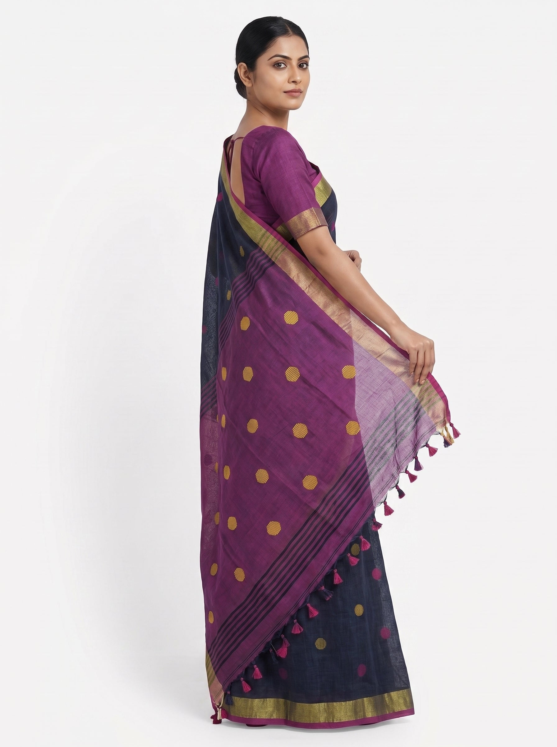 khadi linen Saree
