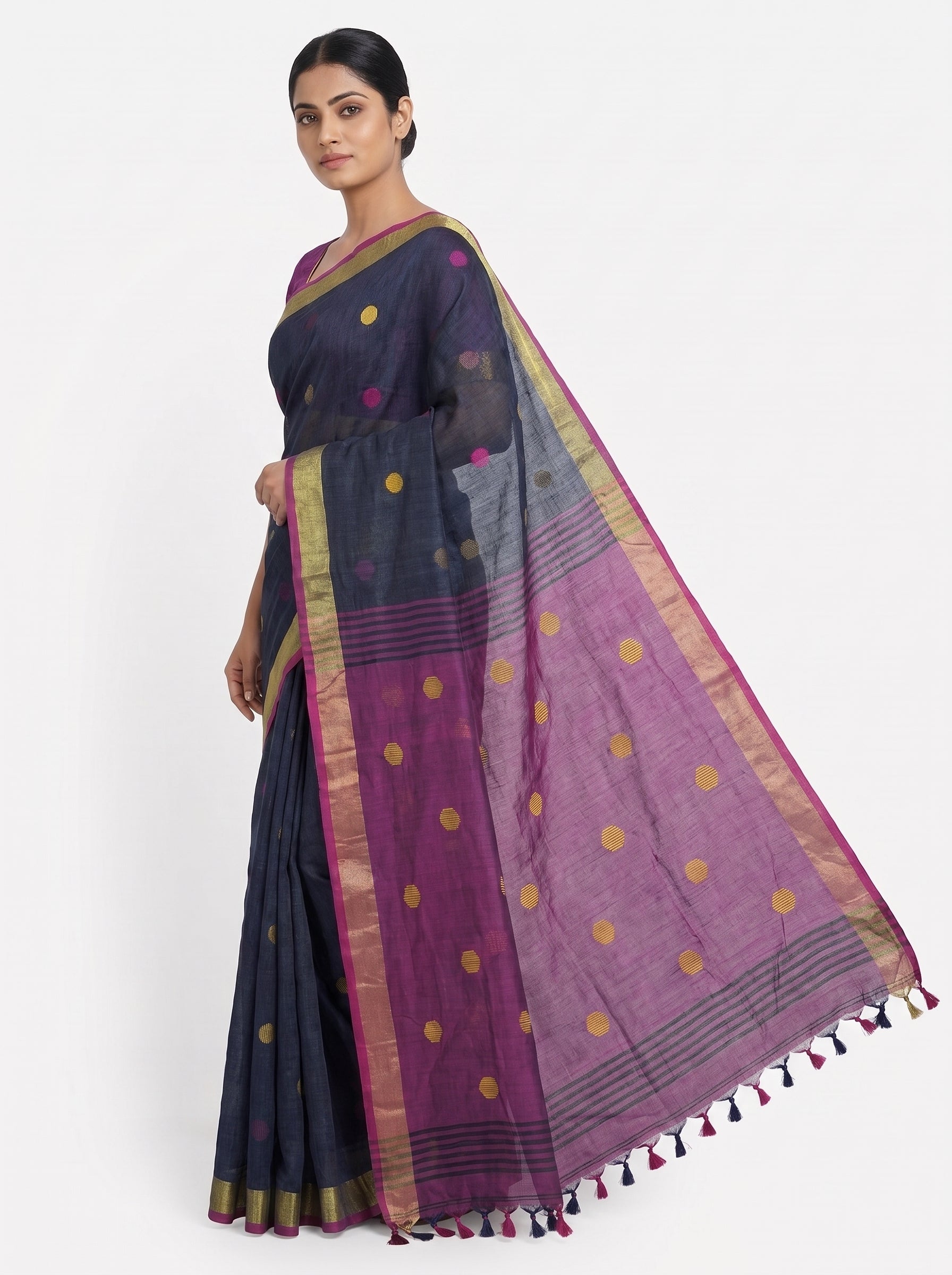 khadi linen Saree