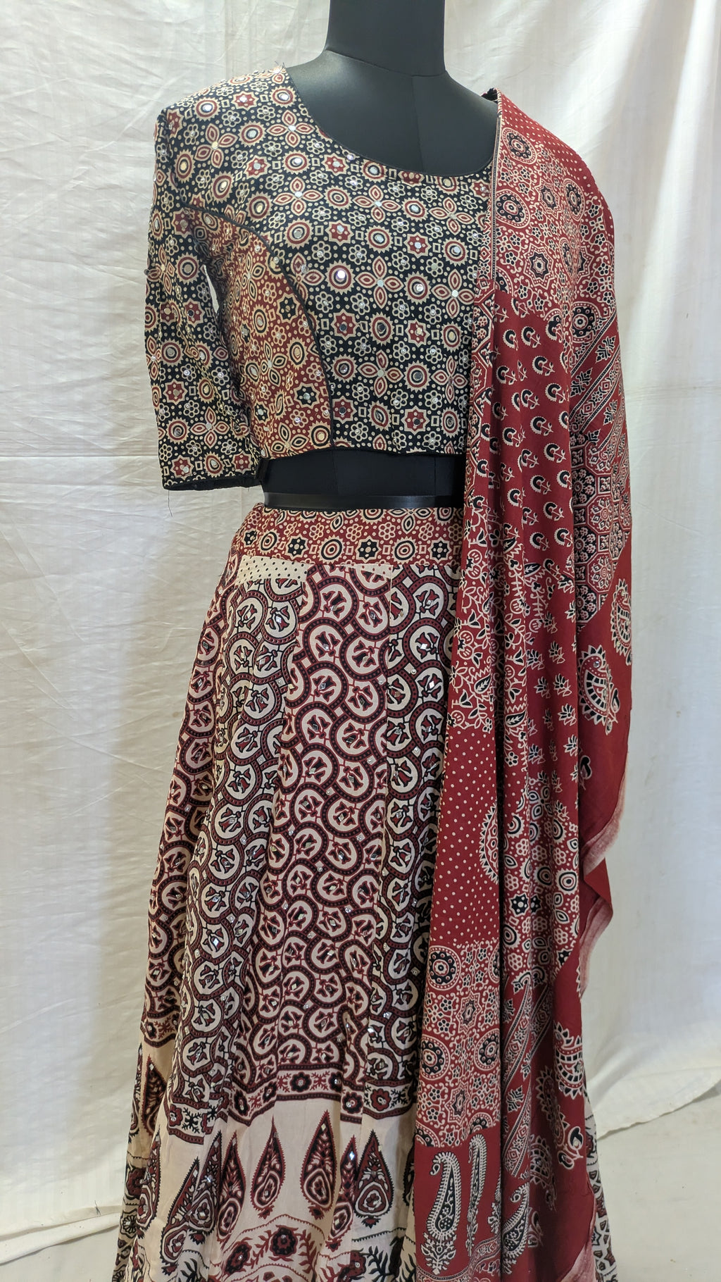 Ajrak Adaa traditional elegant Chania Choli complete look