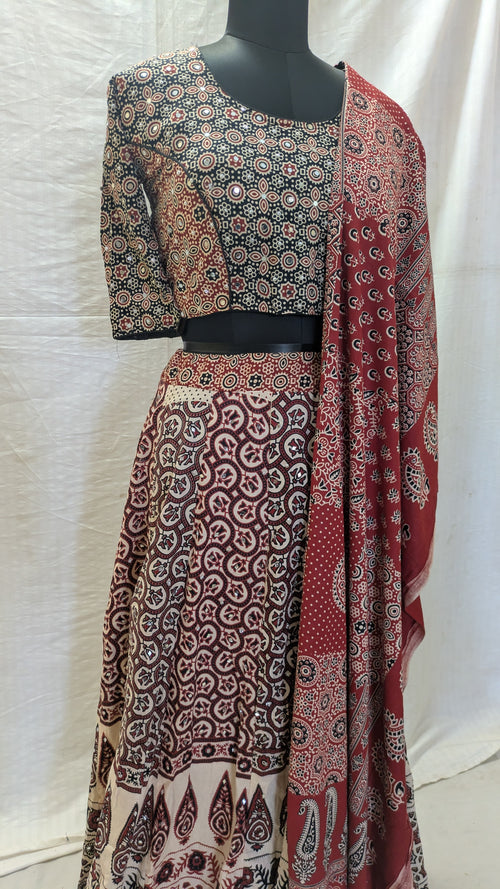 Ajrak Adaa traditional elegant Chania Choli complete look