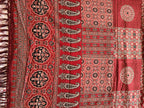 Red Ajrak dupatta patchwork print detail
