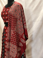 Ajrak Chania Choli with coordinated red dupatta