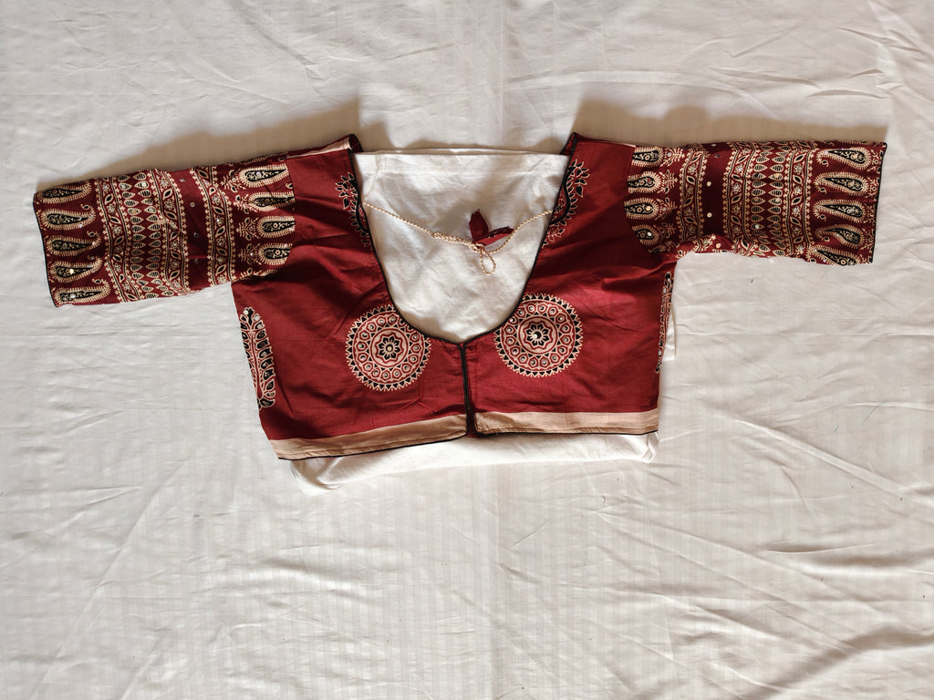 Ajrak Noor blouse back design flat lay