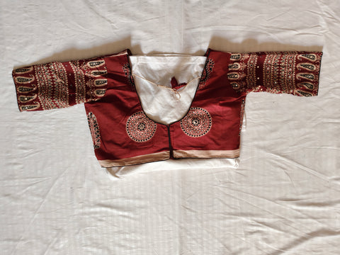 Ajrak Noor blouse back design flat lay