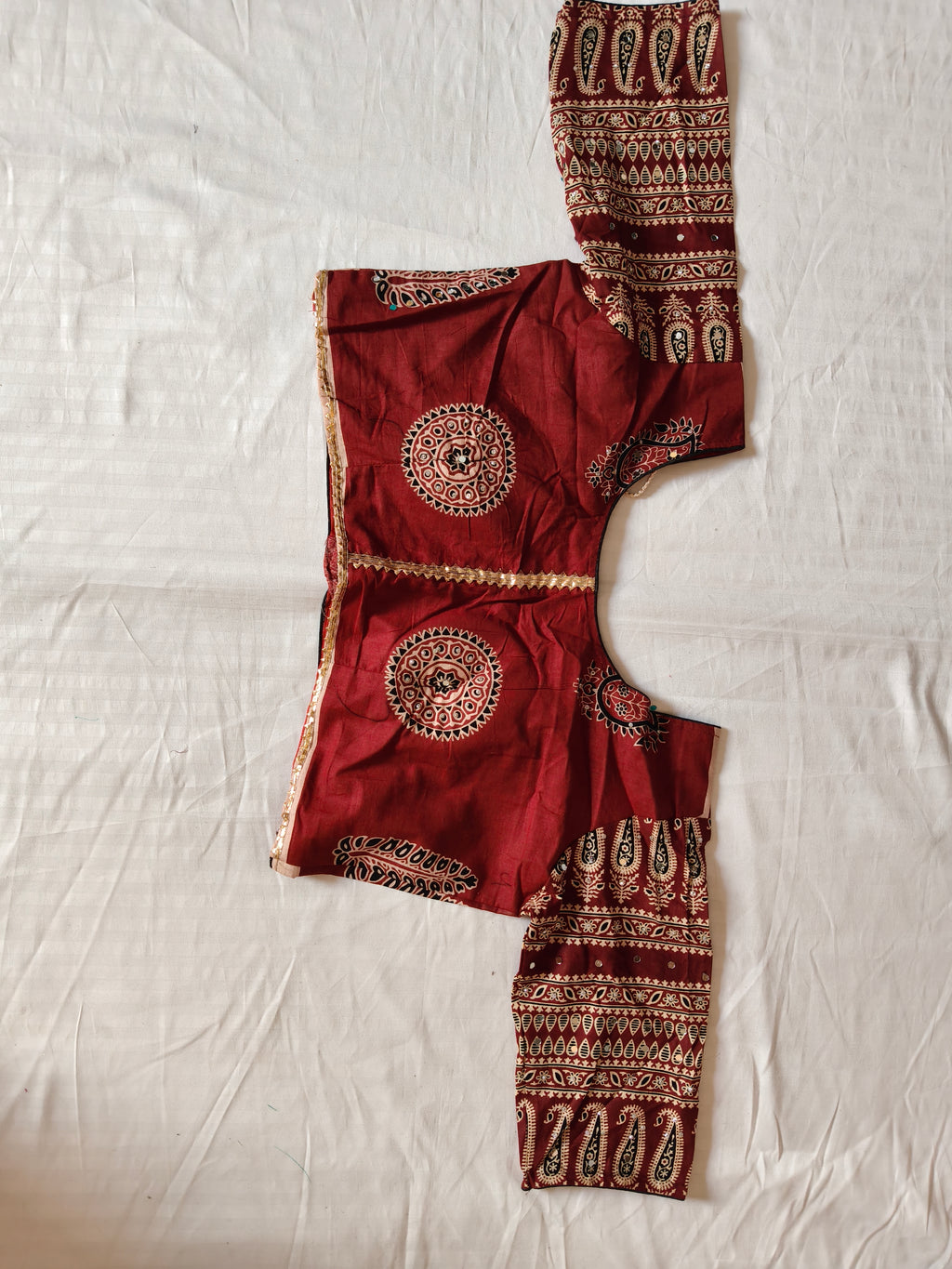 Ajrak Noor blouse front design flat lay