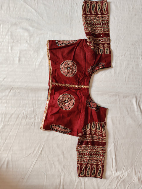 Ajrak Noor blouse front design flat lay