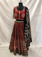 Ajrak Noor Chania Choli with black printed dupatta