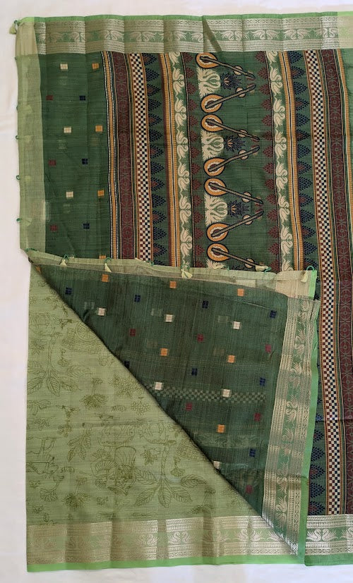 Muga Cotton Green Saree