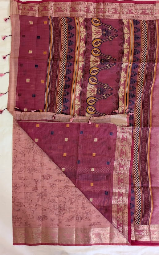 Muga Cotton Printed Body Saree