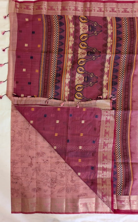 Muga Cotton Printed Body Saree