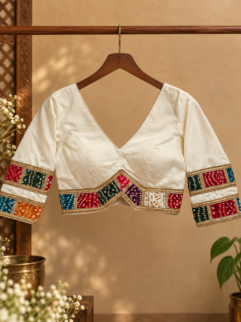 Ivory festive blouse detail