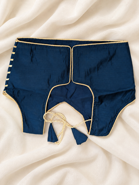 Navy Blue Mirror Work Gota Patti Ghagra Kids
