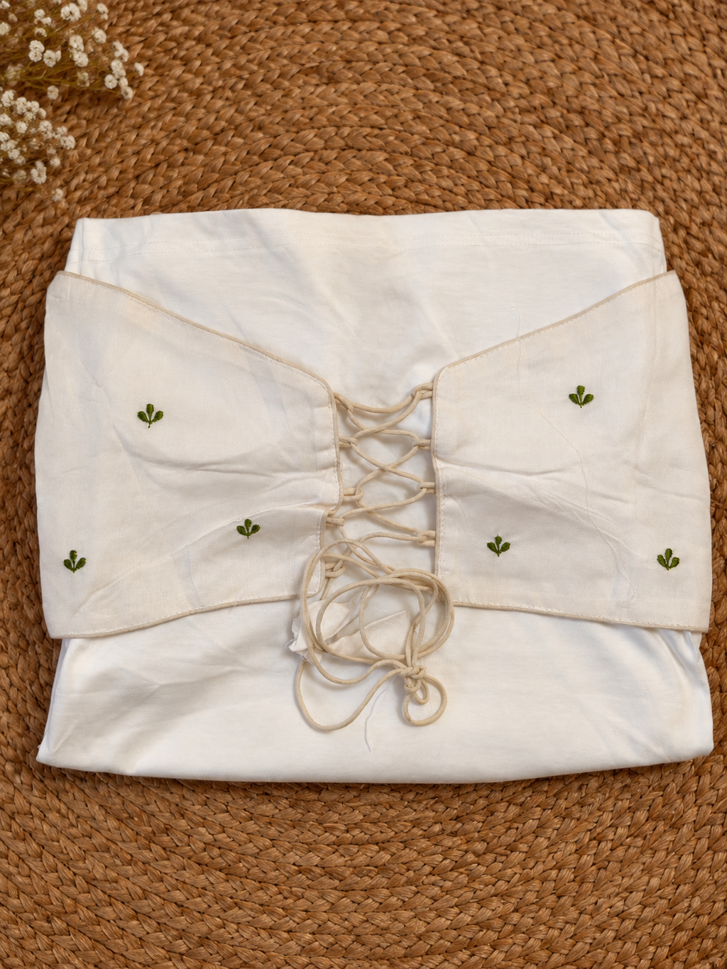 Halter Neck white Cowrie and Mirror Work Blouse