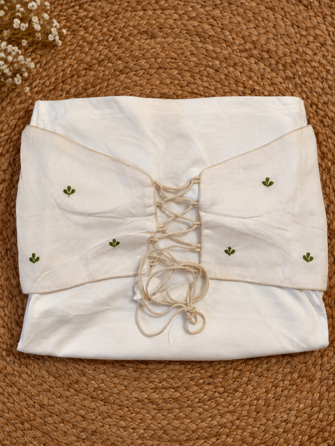 Halter Neck white Cowrie and Mirror Work Blouse