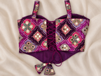 Gulabi Raas Wine Purple Ajrakh Print Mirror Work Corset Blouse