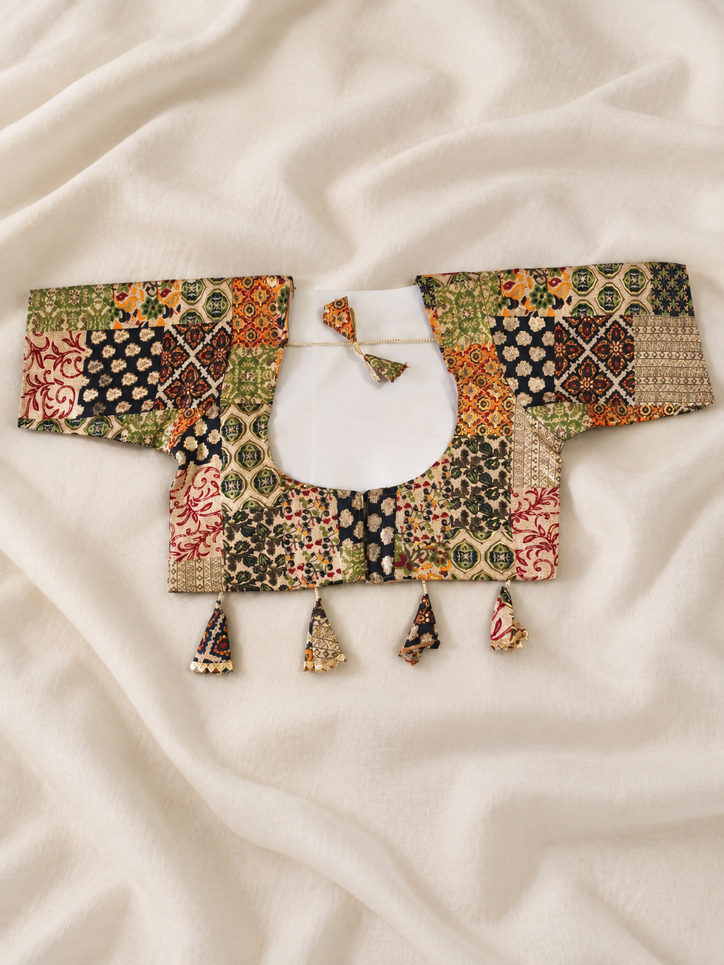 Mother Daughter Matching Black /Green Ajrak Elephant Applique Ghagra Choli Set