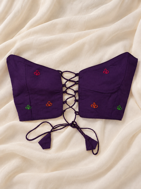 Halter Neck purple Cowrie & Mirror Work Navratri Blouse