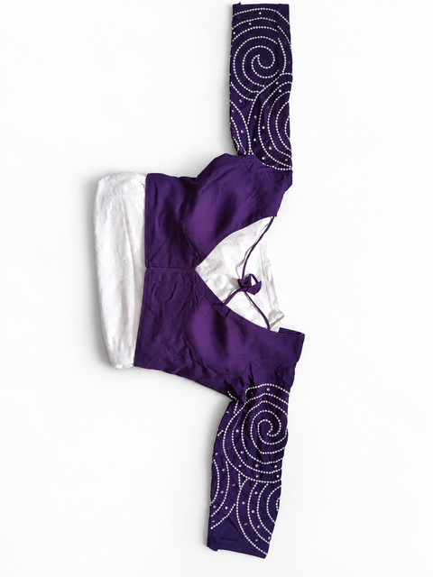 Purple blouse tie detail