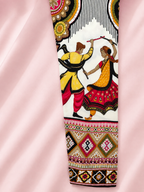 Black folk digital print chaniya choli closeup view