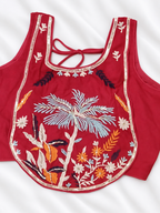 Red embroidered blouse front view
