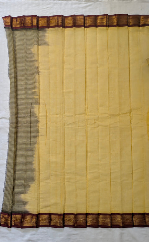 Mustard Yellow & Maroon Gadwal Saree
