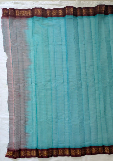 Turquoise Blue & Maroon Gadwal Saree