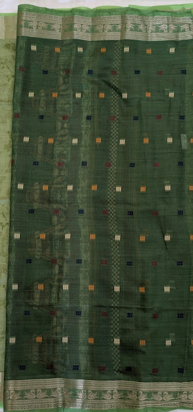 Muga Cotton Green Saree