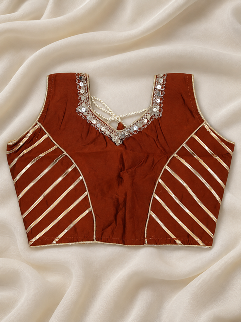 Rust Orange Mirror Work Ghagra Kids