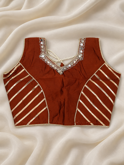 Rust Orange Mirror Work Ghagra Kids