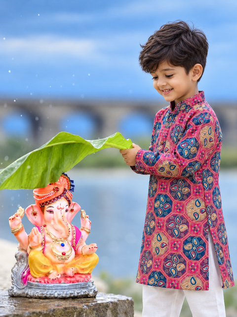 Bum Bum Bole boys blue festive kurta set