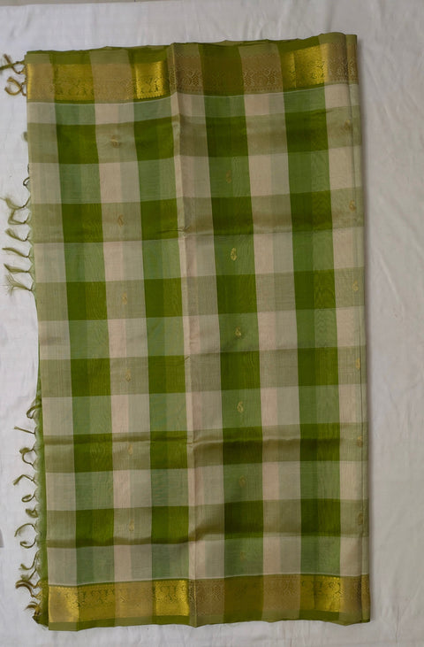 Green Checks Kanchipuram Saree